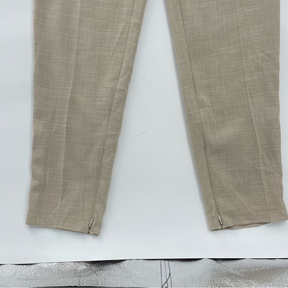 KEEPSAKE The Label TAN HIGH WAIST TAPERED LEG LINEN STYLE TROUSERS ankle zip - Picture 2 of 12
